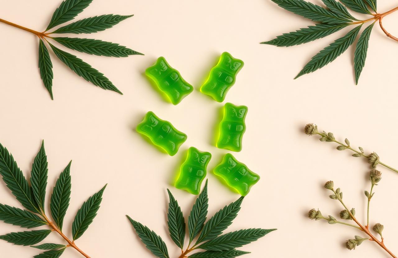 LuxOvia CBD Gummies natural ingredients with hemp leaves