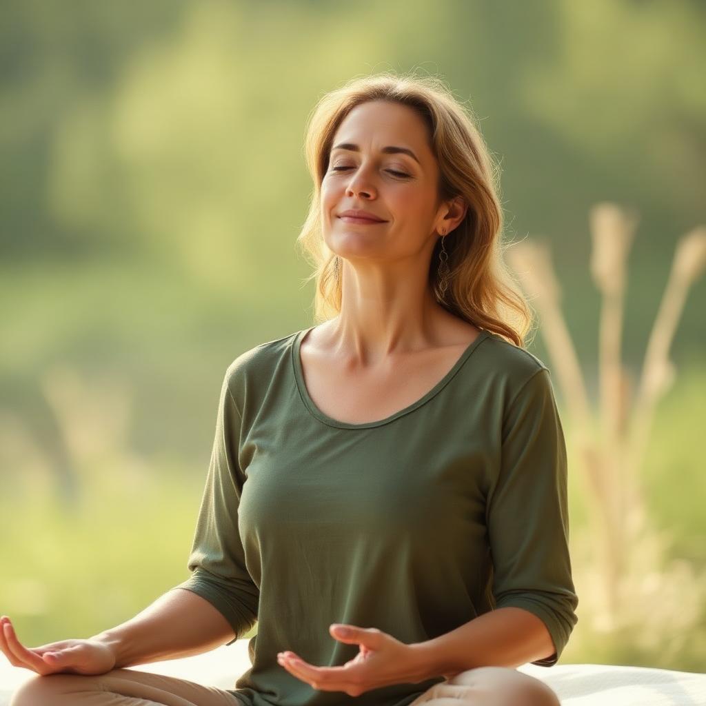 Woman experiencing calm and balance with LuxOvia CBD Gummies